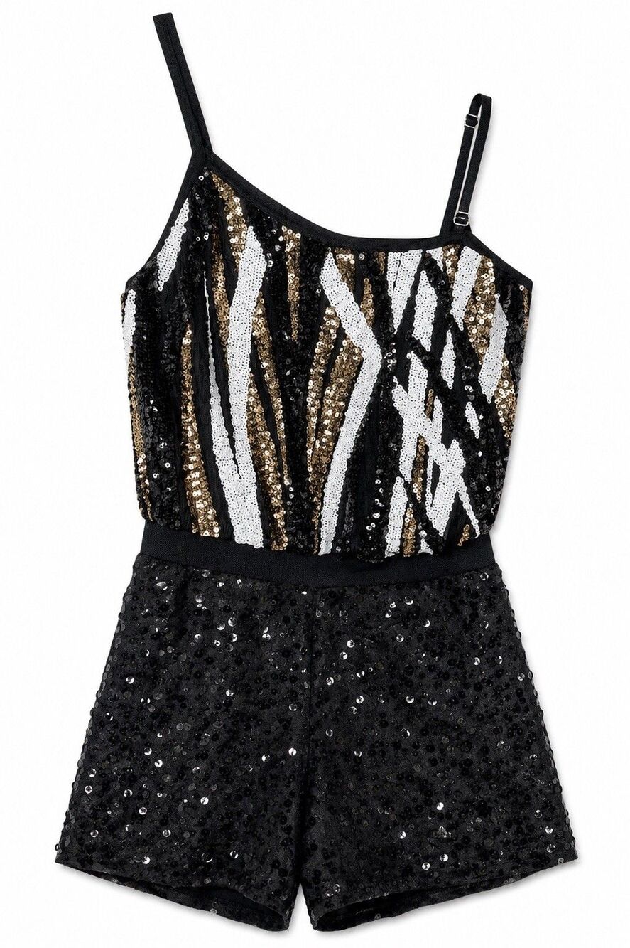 Costume Gallery Youth Girl’s Asymmetrical Sequin Shorts Dance Outfit Size Large